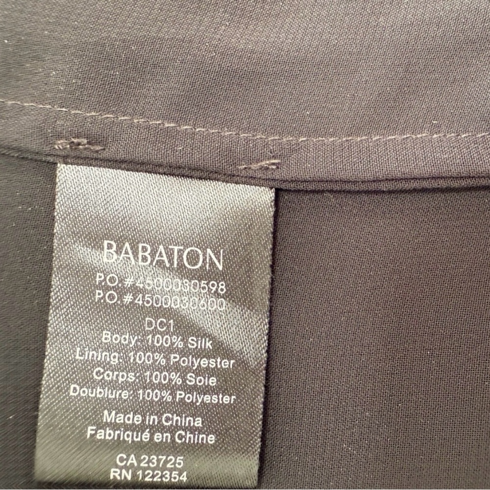 Babaton Black 100% Silk Knee-Length Dress L Elastic Waist Tulip Hem - Picture 8 of 8